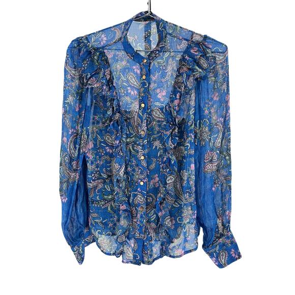 Hemant And Nandita Sheer Cobalt Blue Amyra Blouse Size XXS - Picture 2 of 4